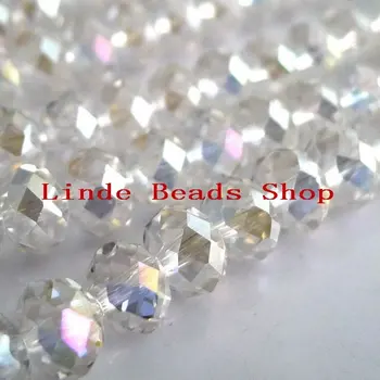 Безплатна доставка! 8 мм кристал-високо качество AAA 5040 Rondelle Beads-прозрачна бяла AB цвят на B080401AB