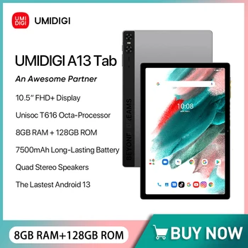 UMIDIGI A13 Tab, Smart-таблет 10,51 Инча, FHD + 8 + GB 128 GB 7500 ма Unisoc T616 Восьмиядерный 18 W Бързо зареждане на 13 Mp 13 Android Мобилни телефони