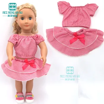Облекло за кукли, подходяща за американската кукла 43 см и има кукли, ежедневни клетчатая пола