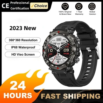 2023 Нови умни часовници Мъжки военни спортни умни часовници на открито Мъжки часовници с Bluetooth-гласово батерия 360 ма, водоустойчиви часовници IP68