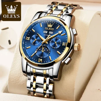 Марка TAXAU OLEVS Мъжки механичен часовник Водоустойчив мъжки часовник с Класически бизнес часовници с оригинален механизъм от неръждаема стомана