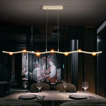 Скандинавска минималистичная led полилей за всекидневната, осветление на ресторанта, художественото оформление на дълга полилеи, бар, проход, офис висящи лампи