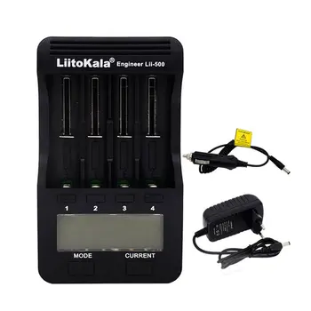 Liitokala Lii-500 18650 LCD дисплей Зарядно 26650 21700 14500 10440 4 Слота NiMH, li-ion Смарт Батерия и Зарядно Устройство с адаптер
