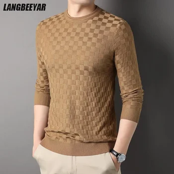 Топ rade Нов модерен брендовый вязаный пуловер, монофонични модерен мъжки 2023, луксозен скок в клетката, пуловер, ежедневни мъжки дрехи