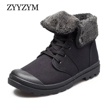 ZYYZYM/мъжки обувки, ежедневни зимни обувки, дънкови парусиновые плюшени изолирана гумени зимни обувки за улицата, мъжки обувки