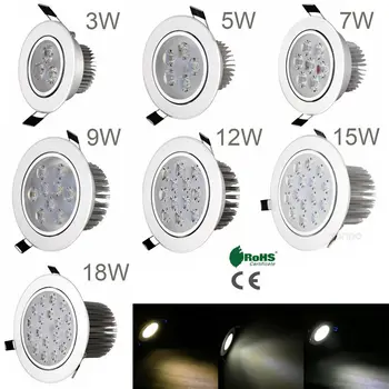 10шт 3 W - 18 W Димиране на LED-Вградени Тавана Лампа Бяла Лампа 220 и 110 В + Драйвер за Прожектор, Лампа за вашия дом Офис Хотел