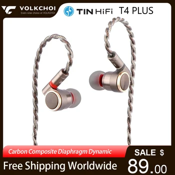 Слушалки TINHIFI T4 PLUS Hi-Fi С Карбоновыми Композитите Мембранни Динамични Монитори С Кабел 0,78 2pin, Стационарни ушите
