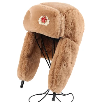 Мъжки и женски военни значки на Съветската армия, шапки-бомберы, шапки-трапперы, зимни шапки-те от изкуствена кожа, снежни шапки