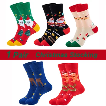 Коледни модерен мъжки забавни памучни чорапи, нова година Дядо Коледа, Снежинка, Коледни бонбони, Снежен човек, дамски чорапи с високо качество