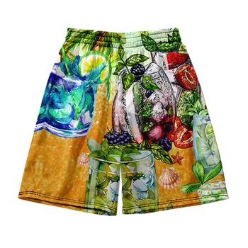 Хавайски плажни къси панталони, мъжки и дамски дрехи, ежедневни панталони с 3D дигитален печат, модни панталони за двойки