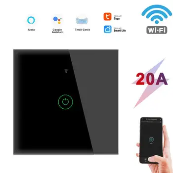Умен стенен прекъсвач на Hristo WiFi 20A ЕС Сензорен прекъсвач бойлер за умен дом Работи с Алекса Google Home гласово управление