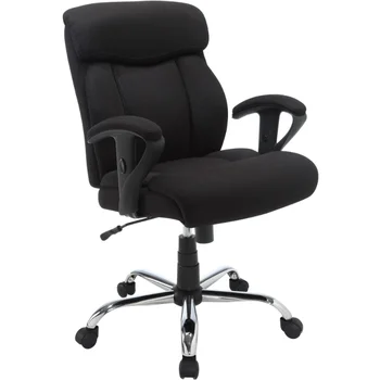 Офис стол за мениджър Serta Big & Tall от тъкани, с тегло до 300 килограма, черно стол за конференция, офис мебели