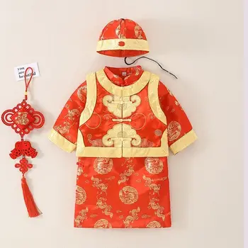 Традиционен костюм на китайската Нова година, дрехи, детско палто, детски дрешки, пролетен фестивал, връхни дрехи за момчета, костюм от епохата на Тан, яке, върхове