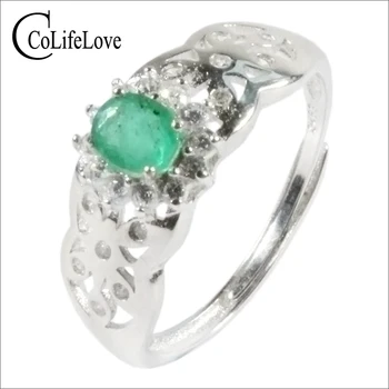 Бижута CoLife, модерен пръстен със скъпоценния камък за офис жени, пръстен с естествен изумруд, пръстен с изумруд от сребро проба 925, бижута с изумруд