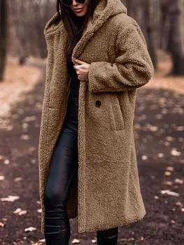 Есенно-зимния-дълга козина, женски плюшевое топло палто от изкуствена кожа, дамски кожа плюшен сако, дамско плюшевое палта, връхни дрехи, дамски