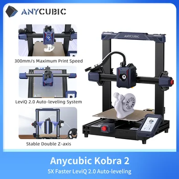 3D принтер Anycubic Kobra 2 до 5 пъти по-бързо Максимална скорост на печат 250 мм/с LeviQ 2.0 Автоматично изравняване Smart Z-Offset Нов Директен екструдер