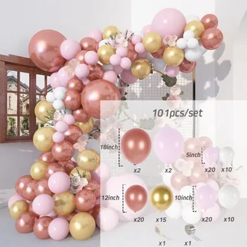 Арка от балони от розово злато, гирлянда от балони, моминско парти, украси за булчински душ, сватба, рожден ден, аксесоари за къпане на бебето, Globos