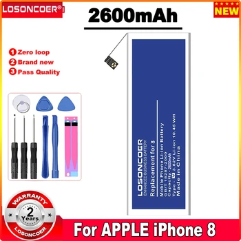 LOSONCOER 2600 mah i8 батерия за iPhone, 8 батерии за мобилни телефони 8G + Бързото пристигане + Безплатни инструменти