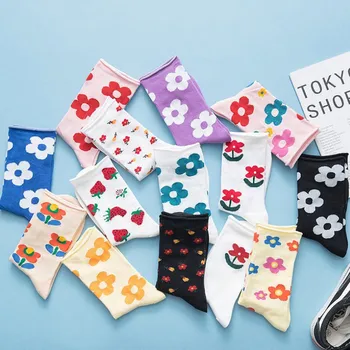 Чорапи в японски корейски стил с красиви мультяшными цветове, дамски градинска дрехи, чорапи за скейтборд Harajuku Kawaii, есен 38