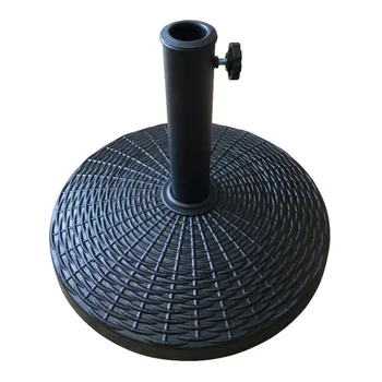 (2 броя) Опорна точка 22 паунда Черна кръгла основа за чадър от смола с прахово покритие за тераса
