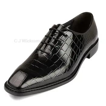 Оксфордское рокля с крокодиловым модел Модерен мъжки бизнес обувки, ръчно изработени Сватбени мъжки обувки за Дизайнерска официалната от естествена кожа за най-добър мъжки обувки