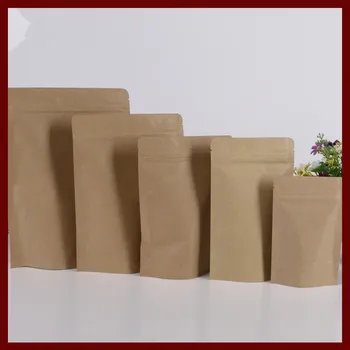 20*30+5 30шт кафяв крафт хартиени торбички с цип за подаръци, шоколадови бонбони, храна, чай, бижута, търговията на дребно опаковки, хартия