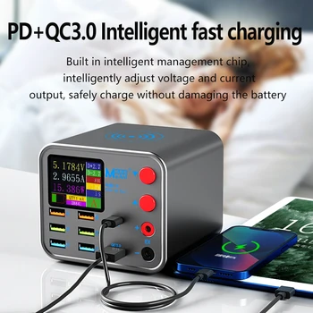 Интелигентен дигитален дисплей Зарядно устройство, USB многопортовое зарядно устройство QC3.0 бързо зареждане на PD20W бързо зареждане