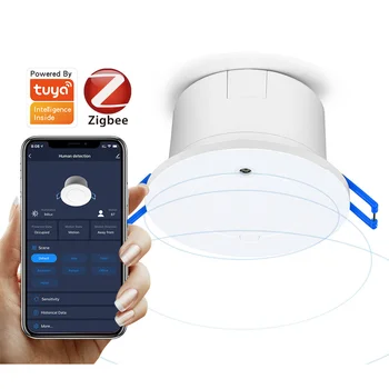 Умен дом таван Zigbee, сензор за човек е и светлина, Sasha WIFI, радар с вълна присъствие, приложение за откриване на движение, управление на аларма, мода