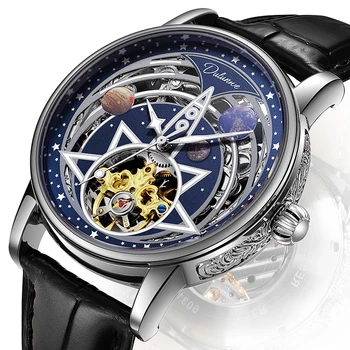 Висок клас марка, дизайн Cosmic Planet, мъжки часовници, луксозни автоматични механични часовници за мъже, светлинен часовник с турбийоном, Relogio