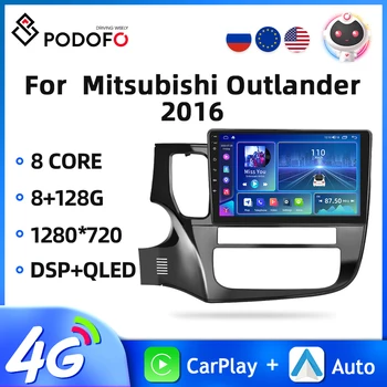 Podofo 2din Авто Радио Carplay За Mitsubishi Outlander 2016 Android Автомобилен Мултимедиен Плейър GPS Навигация AI Глас 4G WIFI 8 core
