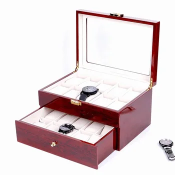 20 Слота Кутии за показване на часа Калъф Луксозен органайзер за Нов часа в двуслоен калъф за часа Кутия за съхранение за домашна употреба Дисплей за часа