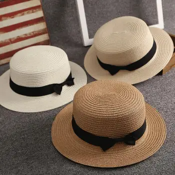 Дамски солнцезащитная шапка с хубав удобен интериор под формата на banta, лятна слама козирка, аксесоари за костюми, шапка рибар за пътуване