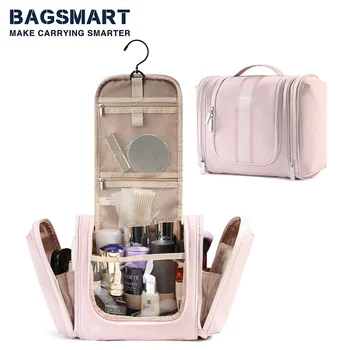 Козметични чанти BAGSMART, прозрачна висулка седалките за грим, дамски пътни чанти с голям капацитет, мъжки free toiletries, органайзер