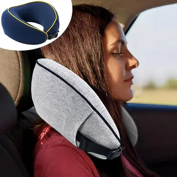 U-образна възглавница за шията Преносима въздушна възглавница за самолет с невидим цип Възглавници от пяна с памет ефект с затычками за уши Аксесоари за защита на врата