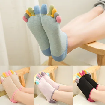 Обикновена памучни чорапи с пет чорапи, сиви, черни, средни чорапи под формата на тръби, дамски чорапи, есен-зима, дишащи топли чорапи с пет пръста