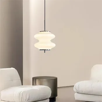 Италиански окачване дизайнерски минималистичные бели висящи лампи с Трапезария и Бар Стъклена лампа кухня, Спалня нощна лампа