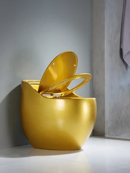 Златен сифон за тоалетната чиния във формата на кокоши яйца, персонални творчески потребителска помпа за изпомпване на малко пространство, обикновена тоалетна в малък апартамент