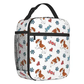 Чанта за обяд в стил кавалер Кинг Чарлз Шпаньол, утепленная чанта за работа, училище, сладко кученце, разменени хладилник, термобокс за Bento, дамски детски