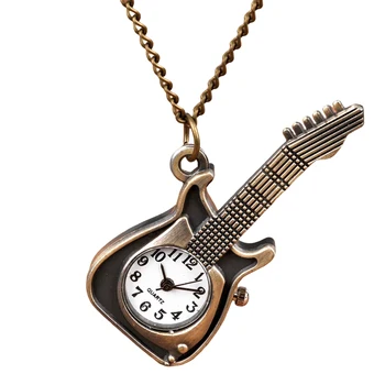 Джобен часовник във формата на китара с арабския номер, часовници с дисплей на времето, подарък за Ден за защита на децата