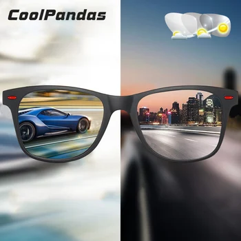 CoolPandas Дизайнерски квадратни слънчеви очила Мъжки дамски поляризирани фотохромичните слънчеви очила за шофиране Хамелеон унисекс Lunettes de soleil
