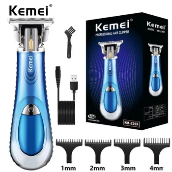 Kemei T9 Машинка за подстригване на коса с Нулева Разлика, Безжична Професионална Машина За Подстригване на Коса С Т-Образно Острие, Линейни Кромкообрезные на пишеща Машина, Комплект За Подстригване