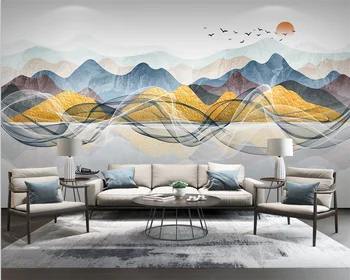 beibehang Индивидуален модерен нов китайски лампа луксозен пейзаж, абстрактна линия дим на фона на тапети papel de parede