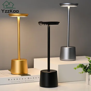 YzzKoo акумулаторна настолна лампа с led сензорен датчик, тенис на нощна светлина, безжична лампа за четене в ресторанта, бара на хотел, интериор на спалня