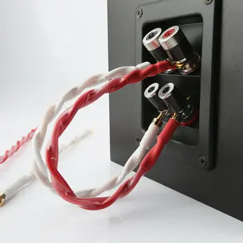 Аудио кабел HiFi 4шт с мост за динамиката/на Скока, Canare 4S12F (2,8 мм 2x4), терминали тип 