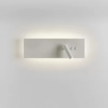 Правоъгълник от скандинавския сплав Матиран бял/черен LED 6 W Регулируема нощна светлина Монтиране на нощни лампа за четене Стенен декор
