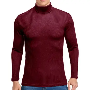 Мъжки пуловер, поло, пуловер с дълъг ръкав и висока яка, непромокаемая тънка трикотажная долна риза, есен облекло 2023
