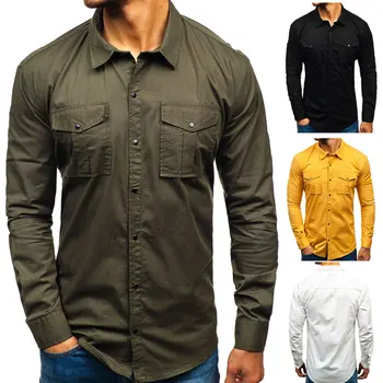 2023 Летни нови основни военни тактически ризи, мъжки обикновена ежедневни ризи с дълъг ръкав, мъжки товарни работни ризи, мъжки блузи
