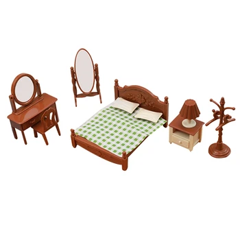 1:18 Моделиране Мини-спалня Легло Скрин, Комплект Бижута Куклена къща Детски игри къща Играчки