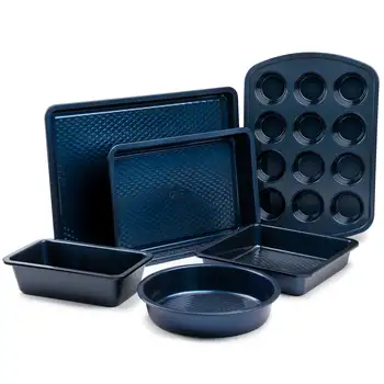 Комплект за печене от алуминиева стомана с незалепващо покритие Thyme & Table, 6 бр., тъмно син