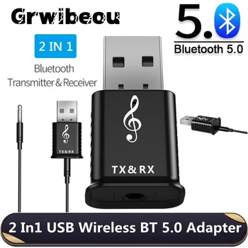 USB Bluetooth 5,0 Аудиоприемник Предавател 3.5 мм AUX Жак 2 в 1 Bluetooth 5,0 Адаптер Ключ За PC TV Автомобилен Говорител на Слушалката